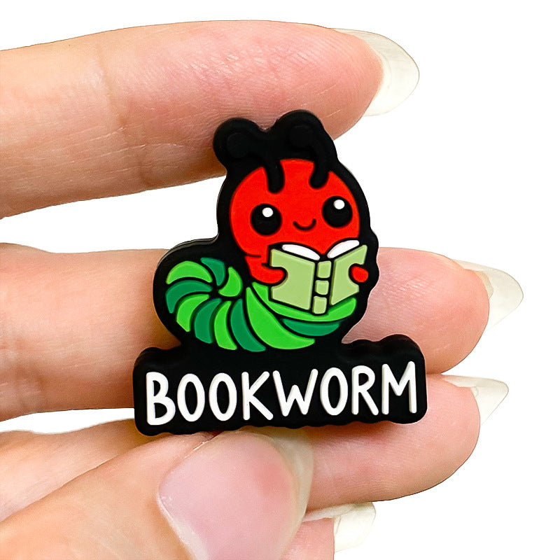 Silicone Focal Beads Caterpillar Bookworm Text 5