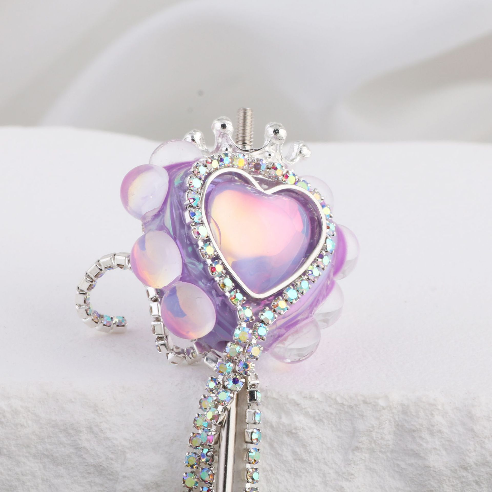 Heart Clay Beads 25mm Imitation Mocha Diamond Tassel Crown 6pcs 6