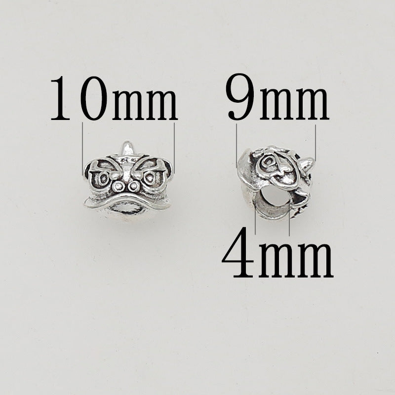 Dancing Lion Metal Beads 10mm Tibetan Large Hole Alloy 20pcs 6