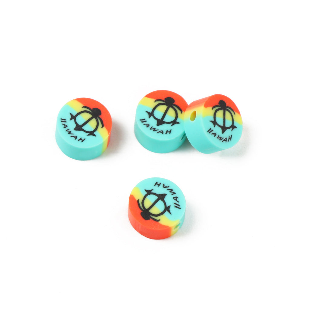 Flat Clay Beads 9mm Anchor Pattern Tropical Colors 100pcs 5
