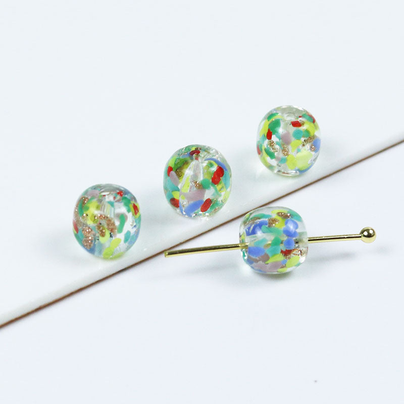 Lampwork Glass Beads Round 11mm Colorful Floral Filled 20pcs 3