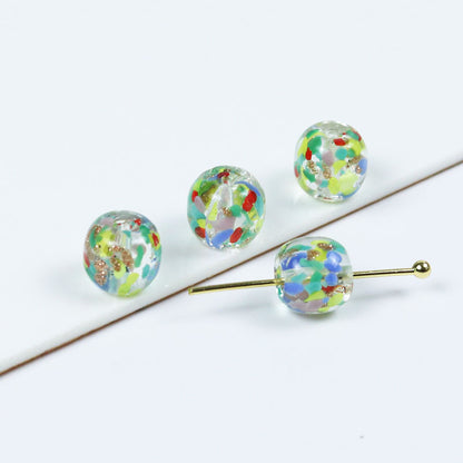 Lampwork Glass Beads Round 11mm Colorful Floral Filled 20pcs 3