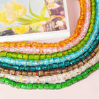Lampwork Glass Beads Cube 10mm Blooming Colors Glossy 10pcs 2