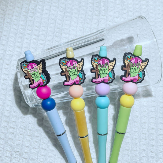 Silicone Focal Beads Walk By Faith Cross Color Boots Holding Boot Design 20pcs