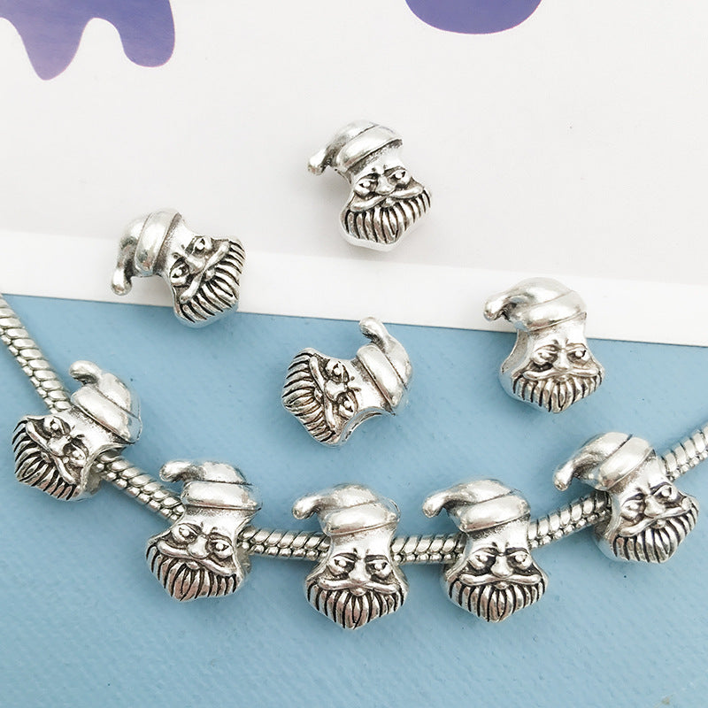 Christmas Series Large Hole Metal Beads Silver Tone Zinc Alloy 1pc 14