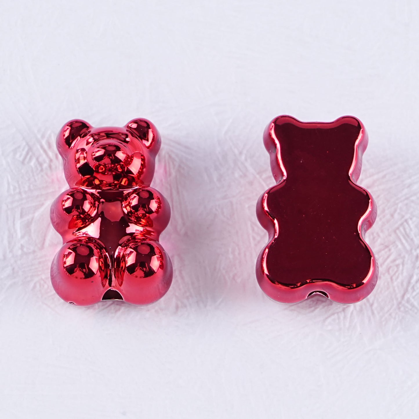 Plating Teddy Bear Acrylic Beads 18mm Metallic Colored 100pcs 9
