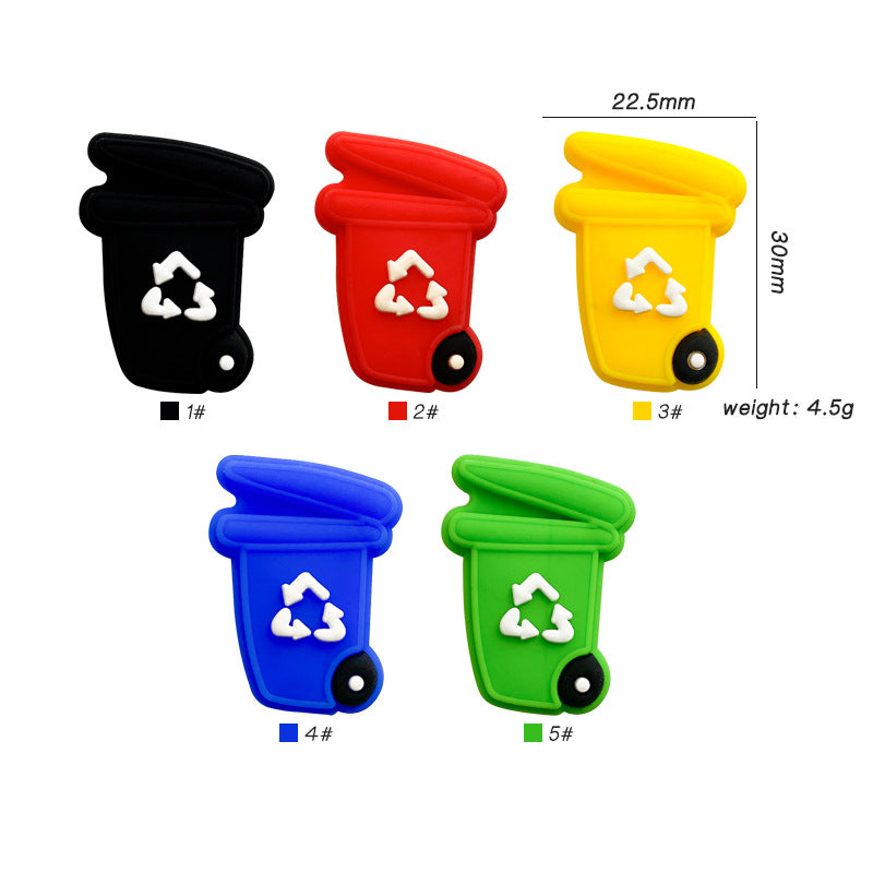 Silicone Focal Beads Garbage Bin With Slightly Open Lid 20pcs