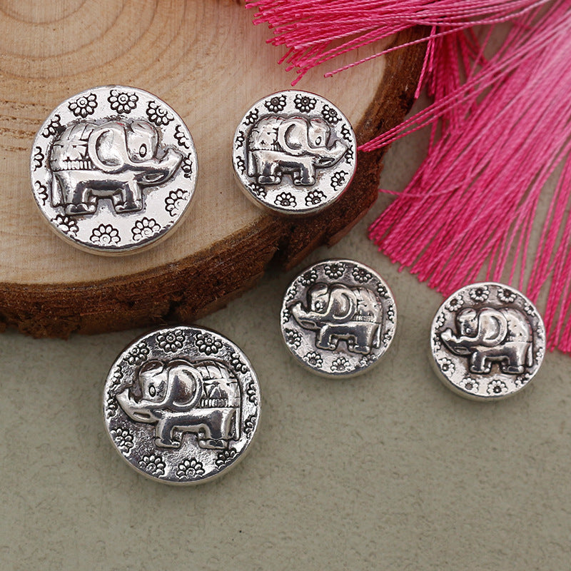 Flat Metal Beads 15mm 20mm Thai Elephant Ganesha Antique Silver Tone 20pcs