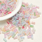 Bamboo Frosted Glass Beads 6x12mm Pastel Matte Finish 50pcs