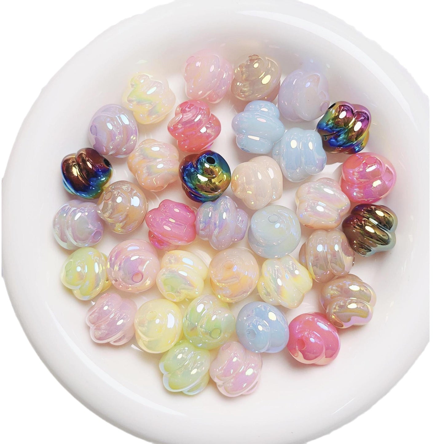 Glow Twisted Acrylic Beads 16mm Pastel Plating 20pcs 5