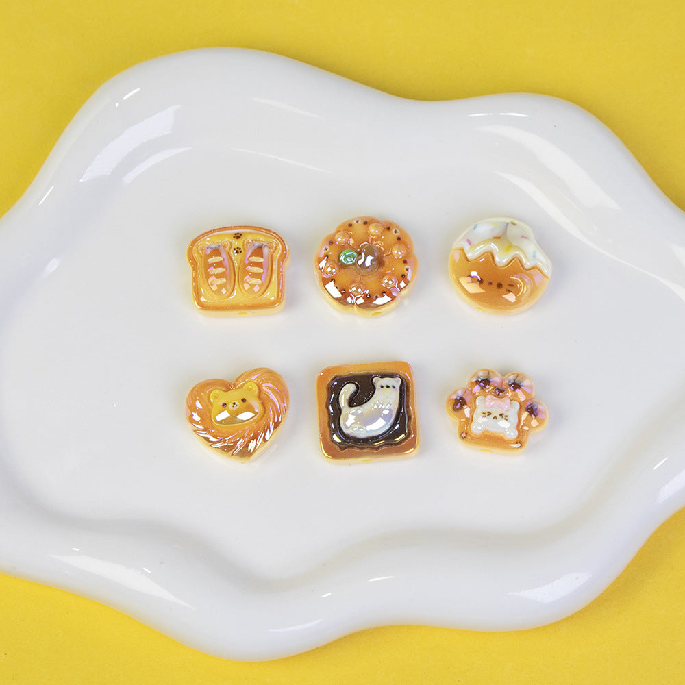 Plating Small Animal Bread Series Resin Beads Glossy Golden Brown 20pcs 2