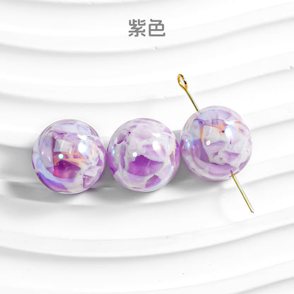 Milk Colored Marbled Resin Beads 16mm Glossy Round 20pcs 7