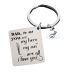 Father's Day Gift Stainless Steel Engraved Heart Charm Keychain 5
