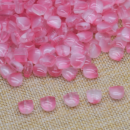 Gradient Tulip Petals Leaves Glass Beads Petal 9mm Leaf 14mm 100pcs 8