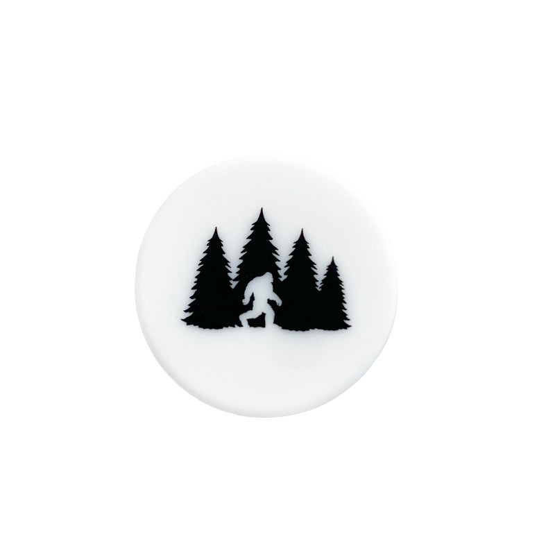 Silicone Focal Beads Nature Theme Circle Badge Love Mom 10pcs 6
