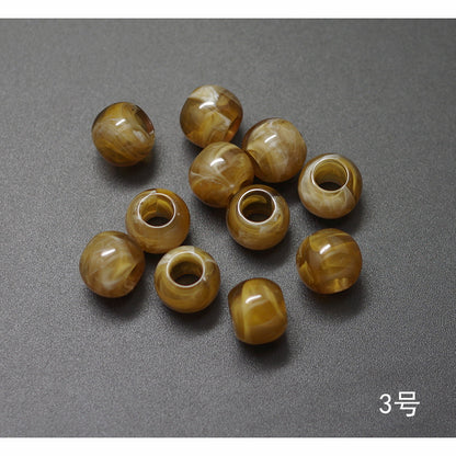 Vintage Acrylic Large Hole Beads 10-11.6mm Earth Tone Crackle 1pc 7