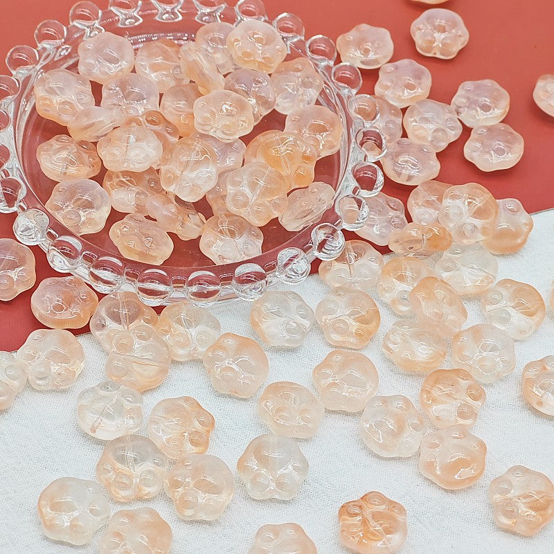 Czech Glass Beads Cat Paw 14mm Pastel Matte 25pcs 4