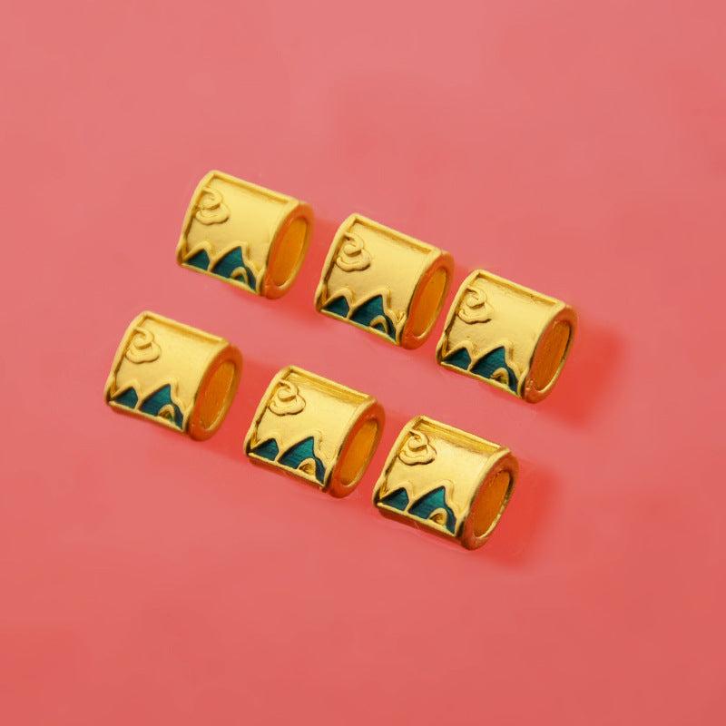 Mountain Map Enamel Alloy Tube Metal Beads 6x8mm Large Hole 20pcs 4