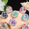 Embellished Bubblegum Beads 19mm Heart-Leaf Clover Rhinestone Wrapped 10pcs