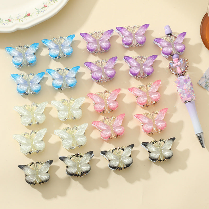 Lively Gradient Butterfly Acrylic Beads 30mm Pastel Ombre 10pcs