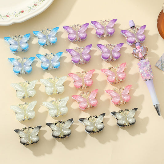 Lively Gradient Butterfly Acrylic Beads 30mm Pastel Ombre 10pcs