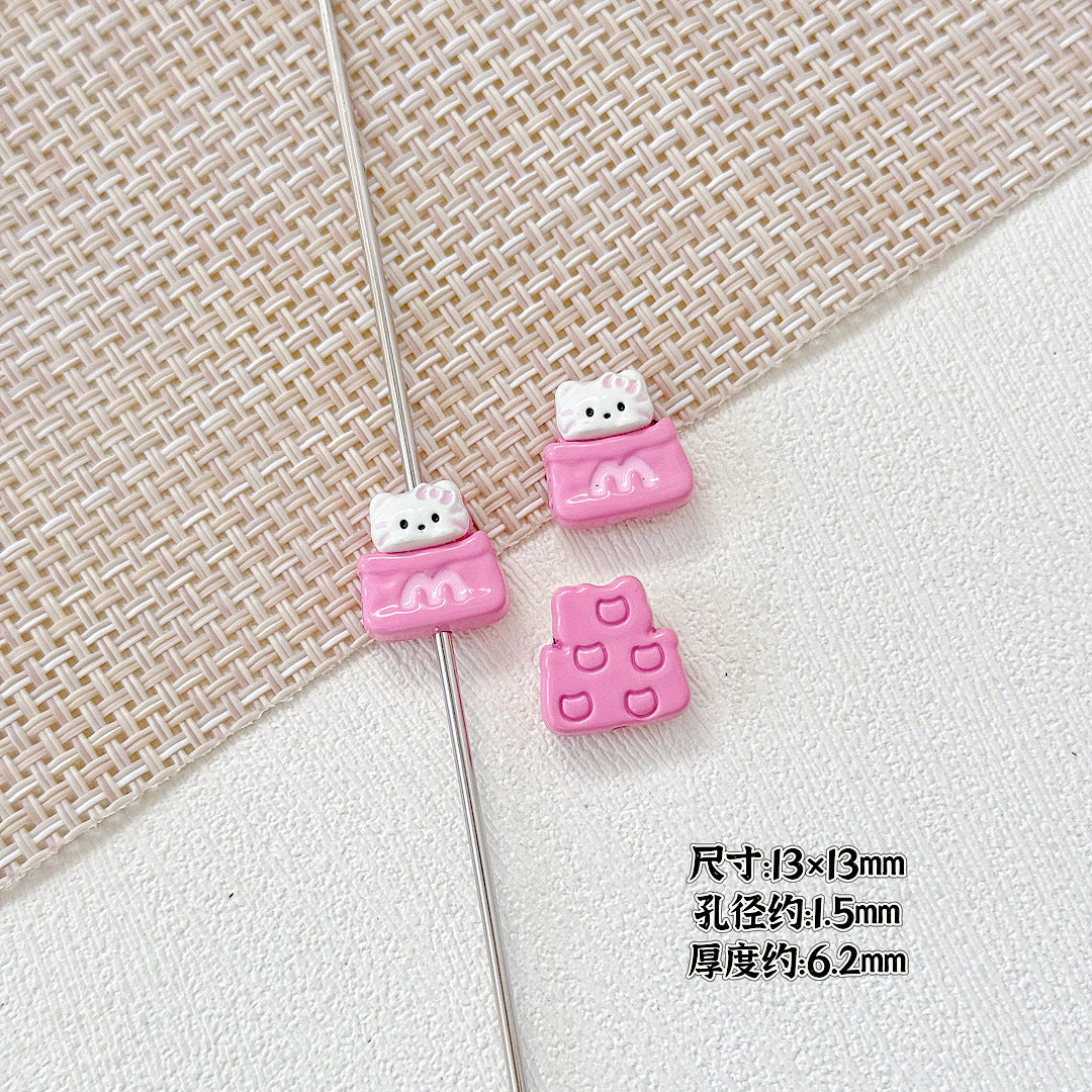 Cat and Bear Candy Painted Metal Beads 13 16mm Glossy 10pcs 8
