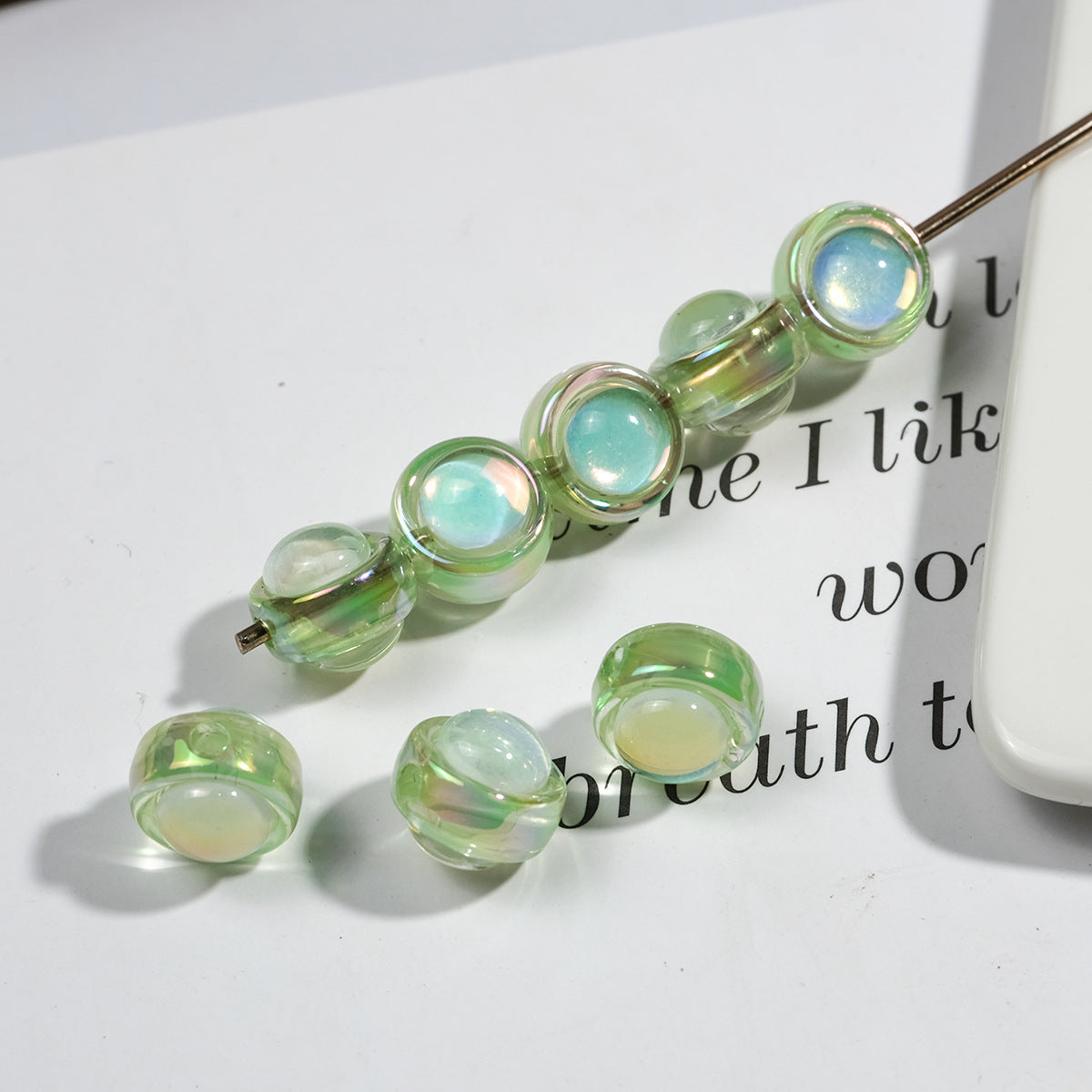Transparent Round Acrylic Beads 11mm Double-Sided Zirconia 50pcs 7