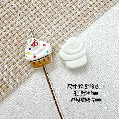 Baking Painted Watermelon and Cake Metal Beads 16mm Colorful 10pcs 18