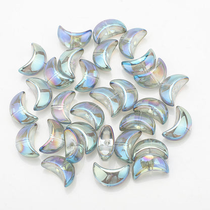 Moon Plated Transparent Crescent Glass Beads 9mm 14mm 30pcs 17