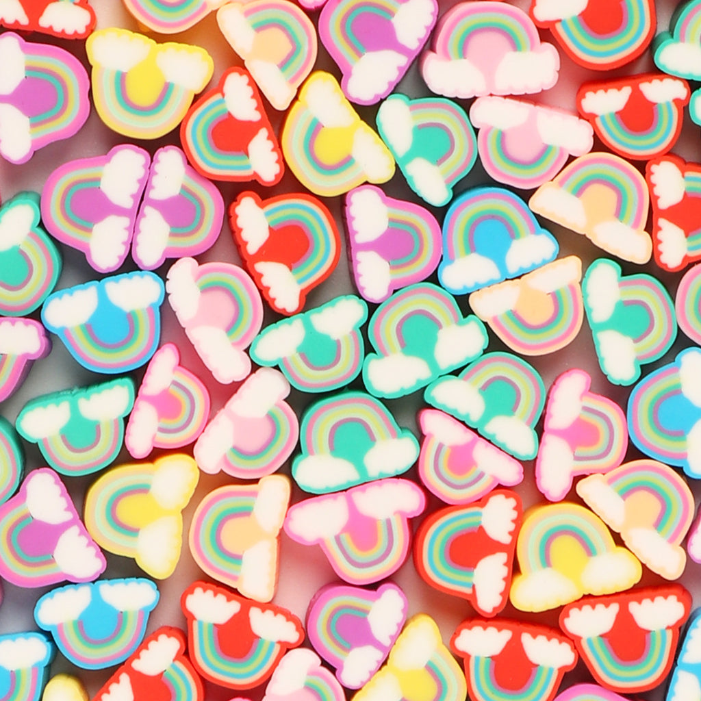 Rainbow Flat Clay Beads 10mm Playful Arch Clouds 100pcs 6