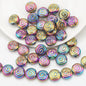 Electroplated Flat Spiral Glass Beads 12mm Metallic Iridescent 30pcs