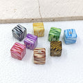 Colorful Leopard Print Acrylic Square Beads 14mm 50pcs