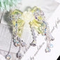 Fancy Tassel Rose Bow Acrylic Beads 40mm Rhinestone 3pcs 12