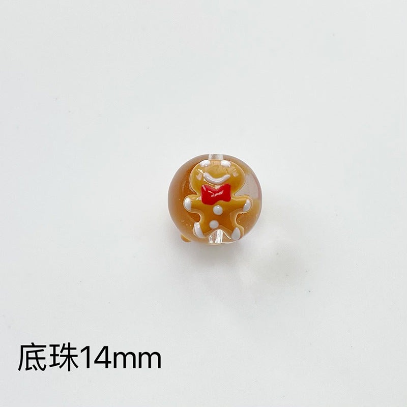 Hand Painted Christmas Enamel Glass Beads 12mm 14mm 1pc 31