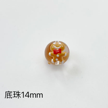 Hand Painted Christmas Enamel Glass Beads 12mm 14mm 1pc 31