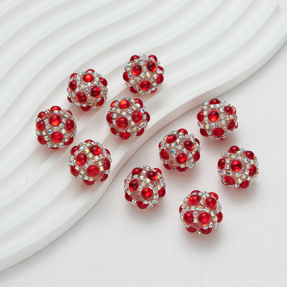 Bubblegum Rhinestone Beads 18mm Enlaced Fully Rhinestoned 5pcs 9