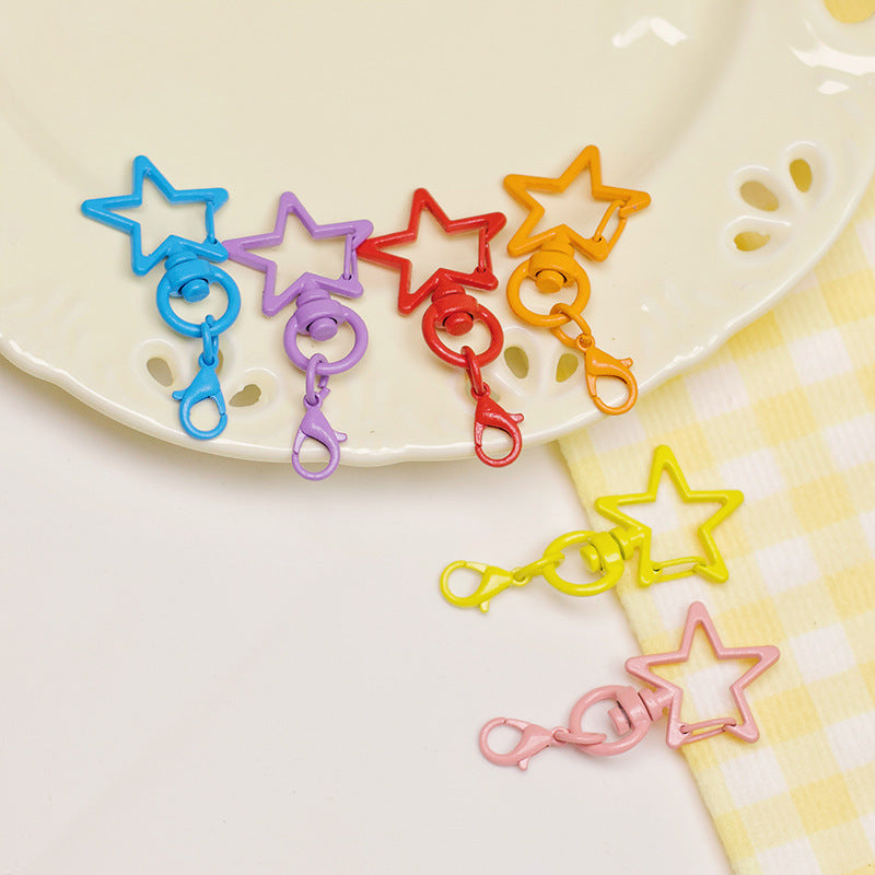 Zinc Alloy Star Keychain Buckles with Mini Lobster Clasps 5cm 20pcs 4