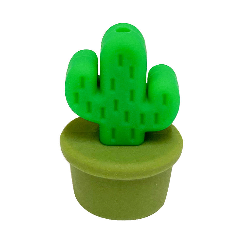 Silicone 3D Focal Beads Flowerpot Cactus Textured Vibrant Pots 20pcs 12