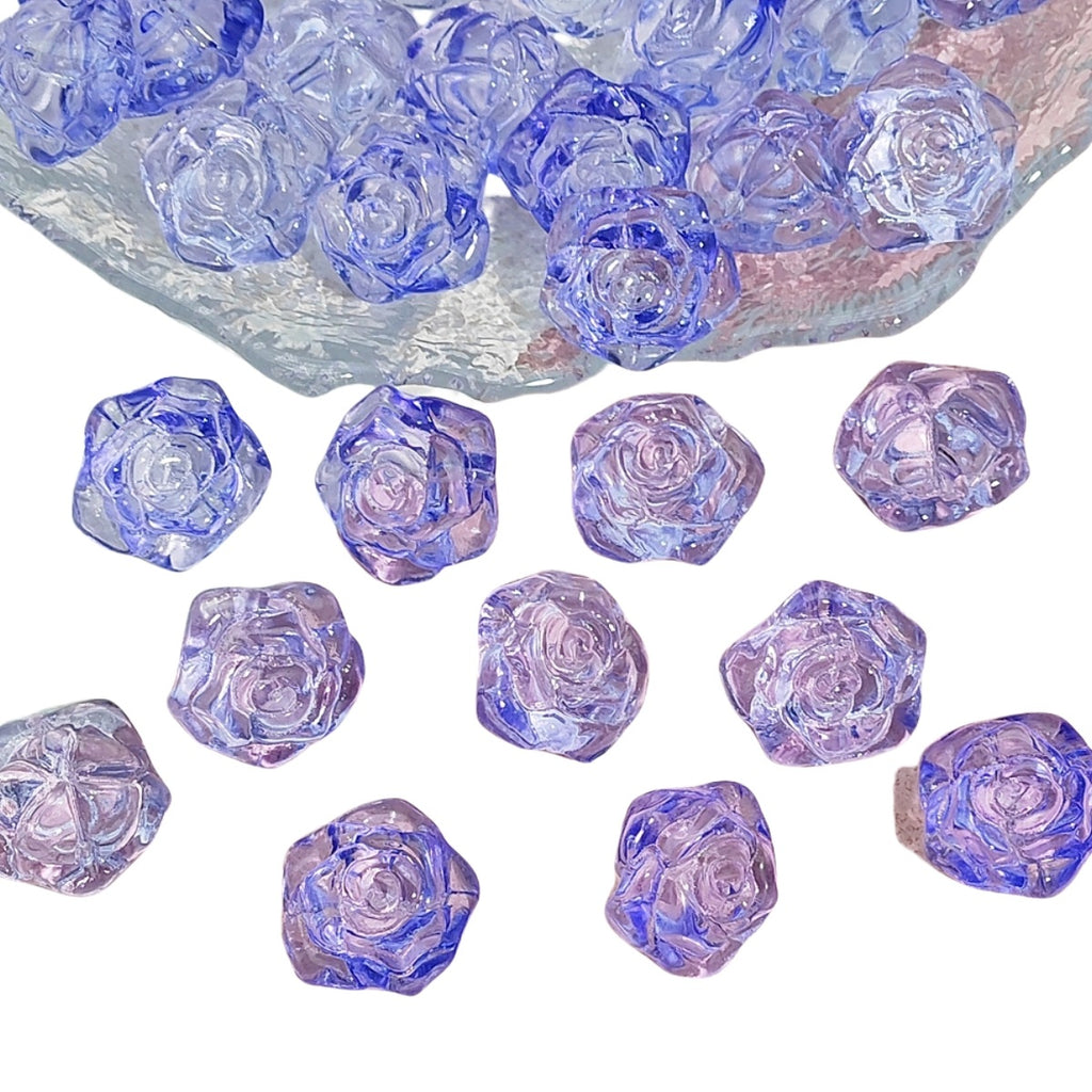 Camellia Glass Beads 19mm Clear Translucent Mixed Colors 50pcs 5