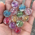 Matte Heart Pattern Round Acrylic Beads 16mm Dyed Core 100pcs