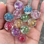 Matte Heart Pattern Round Acrylic Beads 16mm Dyed Core 100pcs