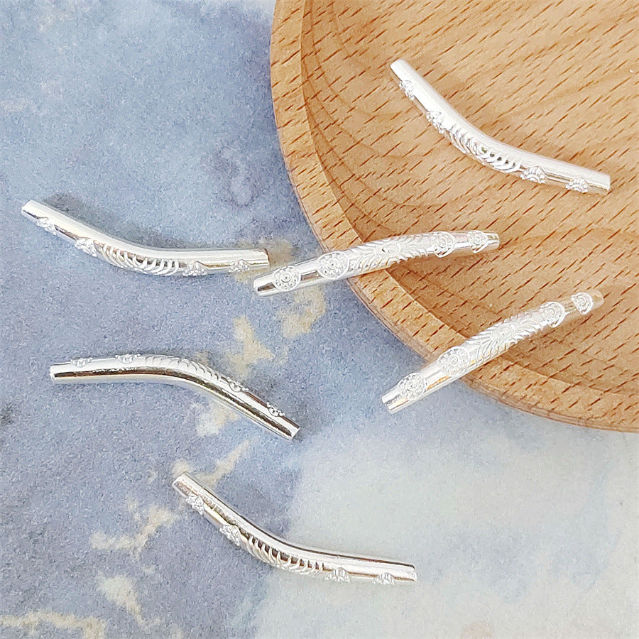Bent Tube Metal Beads 36mm Vintage Tibetan Style 10pcs 3