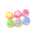 Cream Double Flower Acrylic Beads 18mm Colorful Glossy 50pcs