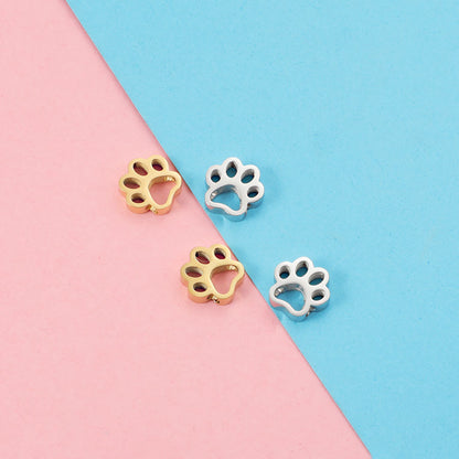 Stainless Steel Hollow Puppy Paw Metal Beads 10mm Color Retaining 10pcs 2