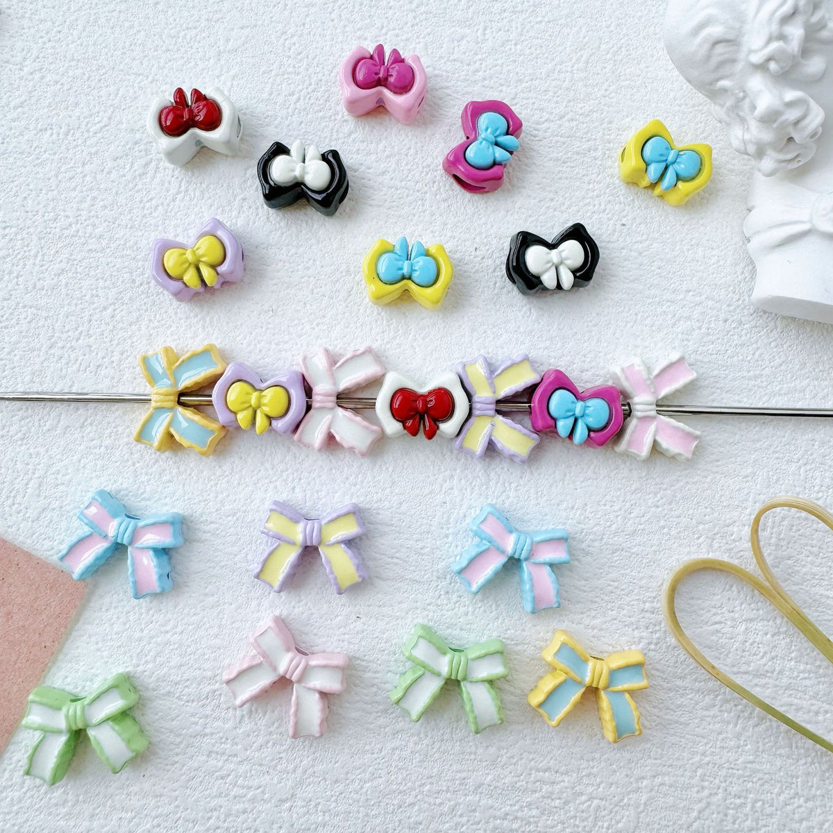 Bow Metal Beads 14mm 16mm Baking Painted Two-Color Alloy 10pcs 3
