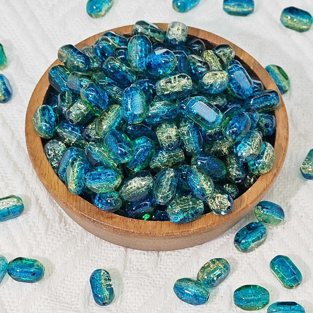 Czech Glass Beads Rectangular 6x10mm Translucent Shimmer Mixed Colors 50pcs 8