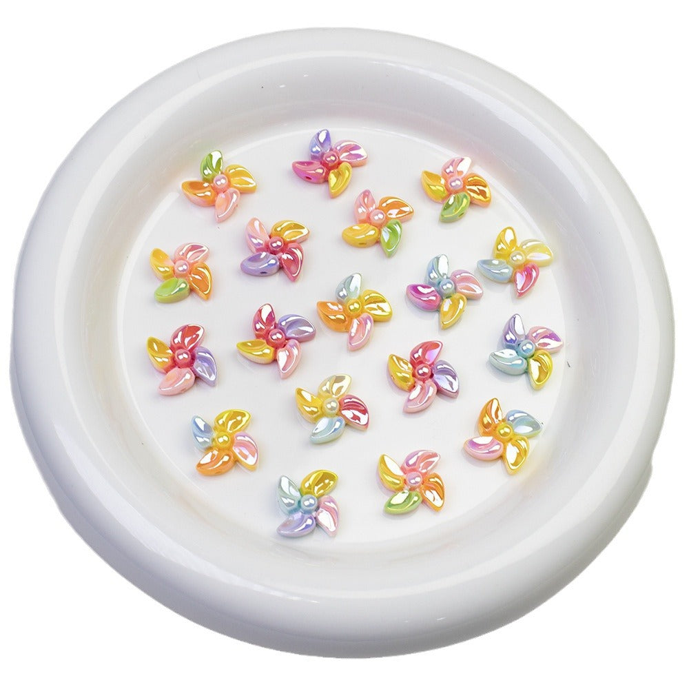 Plating Mini Windmill Resin Beads 14mm Colorful Glossy 20pcs 5