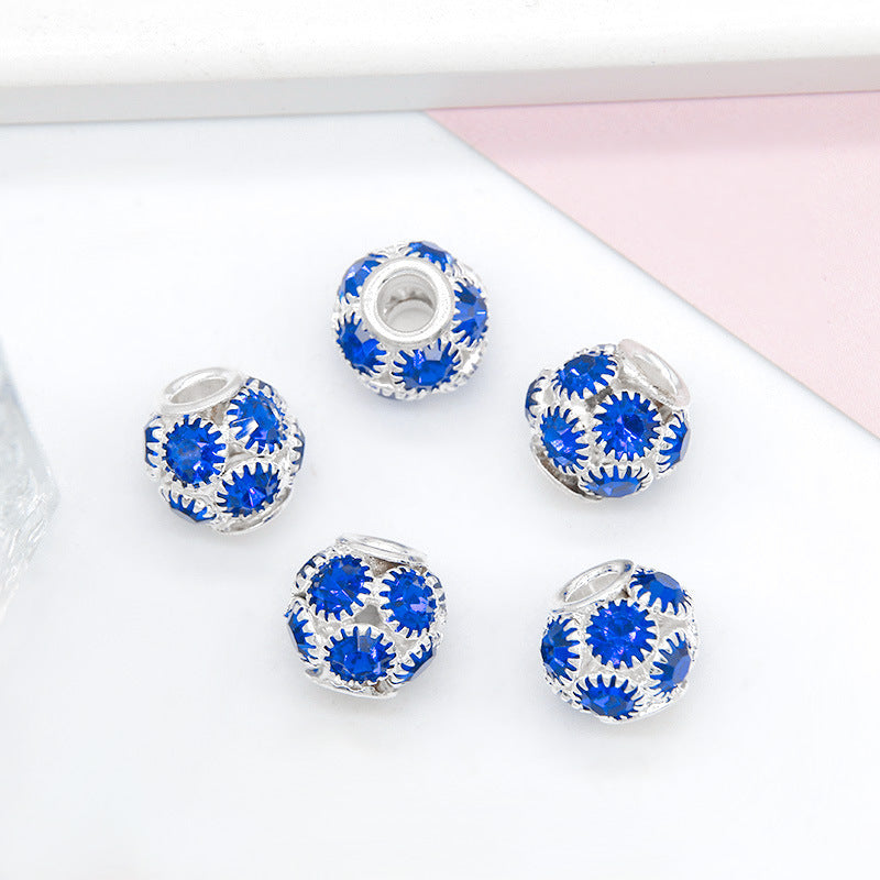 Metal Rhinestone Hollow Spacer Beads 8mm 50pcs 11
