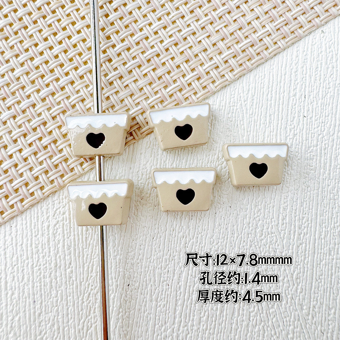 Baking Painted Teddy Bear and Flowerpot Metal Beads 15mm 10pcs 23
