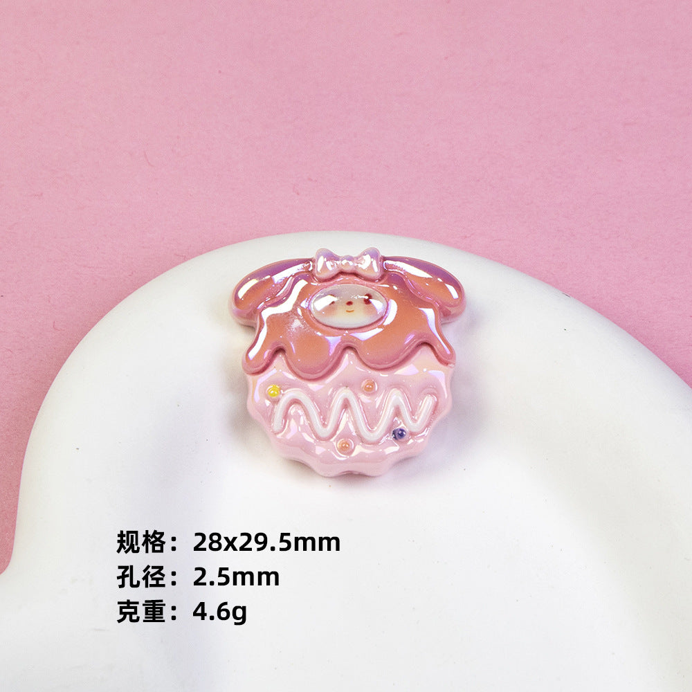 Plating Sanrio Series Cookies Resin Beads Pastel Frosted 10pcs 8